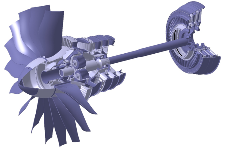 Low pressure part of a geared turbofan